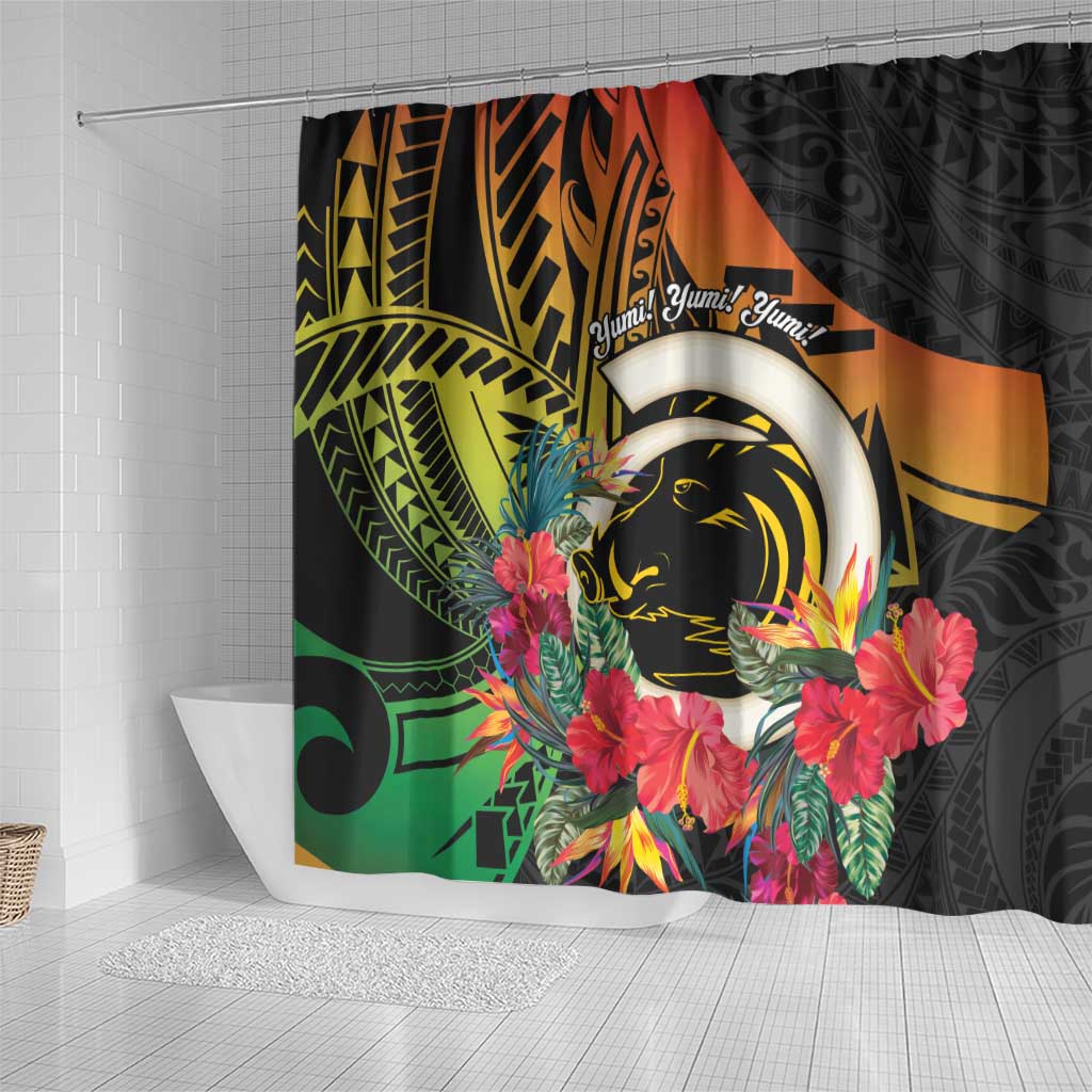 Vanuatu Boar Tusk Yumi Yumi Yumi Shower Curtain Independens Dei Long God Yumi Stanap LT14 - Polynesian Pride