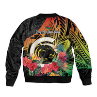 Vanuatu Boar Tusk Yumi Yumi Yumi Sleeve Zip Bomber Jacket Independens Dei Long God Yumi Stanap LT14 - Polynesian Pride