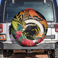 Vanuatu Boar Tusk Yumi Yumi Yumi Spare Tire Cover Independens Dei Long God Yumi Stanap LT14 Black - Polynesian Pride