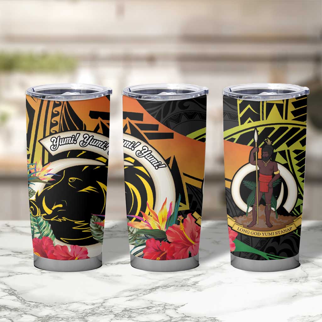Vanuatu Boar Tusk Yumi Yumi Yumi Tumbler Cup Independens Dei Long God Yumi Stanap LT14 - Polynesian Pride