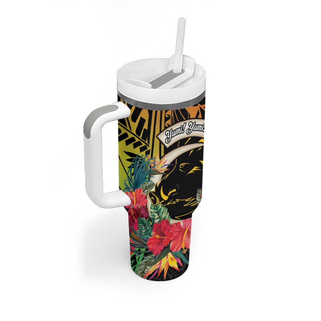 Vanuatu Boar Tusk Yumi Yumi Yumi Tumbler With Handle Independens Dei Long God Yumi Stanap LT14 - Polynesian Pride