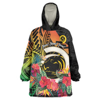 Vanuatu Boar Tusk Yumi Yumi Yumi Wearable Blanket Hoodie Independens Dei Long God Yumi Stanap LT14 One Size Black - Polynesian Pride
