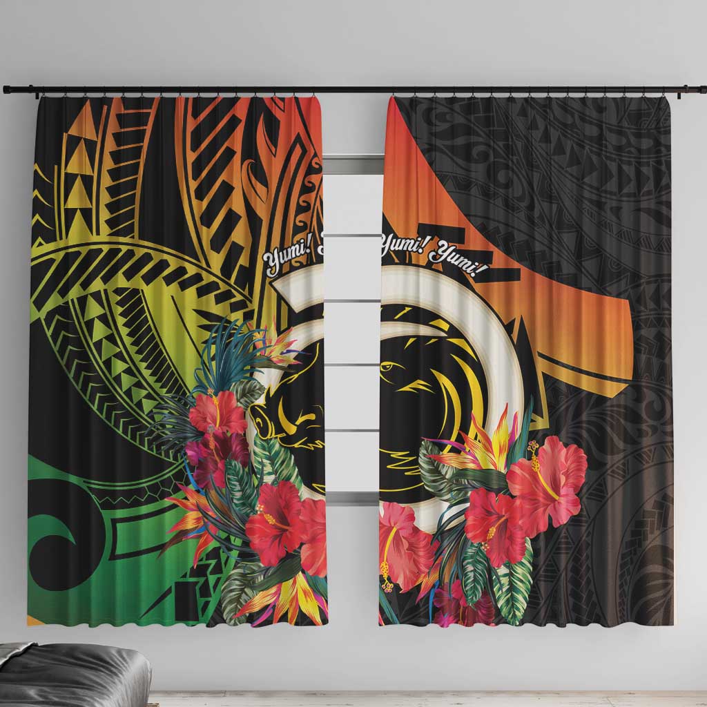 Vanuatu Boar Tusk Yumi Yumi Yumi Window Curtain Independens Dei Long God Yumi Stanap LT14 With Hooks Black - Polynesian Pride