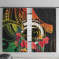 Vanuatu Boar Tusk Yumi Yumi Yumi Window Curtain Independens Dei Long God Yumi Stanap LT14 With Hooks Black - Polynesian Pride