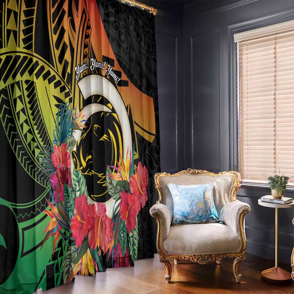 Vanuatu Boar Tusk Yumi Yumi Yumi Window Curtain Independens Dei Long God Yumi Stanap LT14 - Polynesian Pride