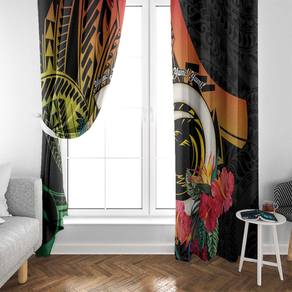 Vanuatu Boar Tusk Yumi Yumi Yumi Window Curtain Independens Dei Long God Yumi Stanap LT14 - Polynesian Pride