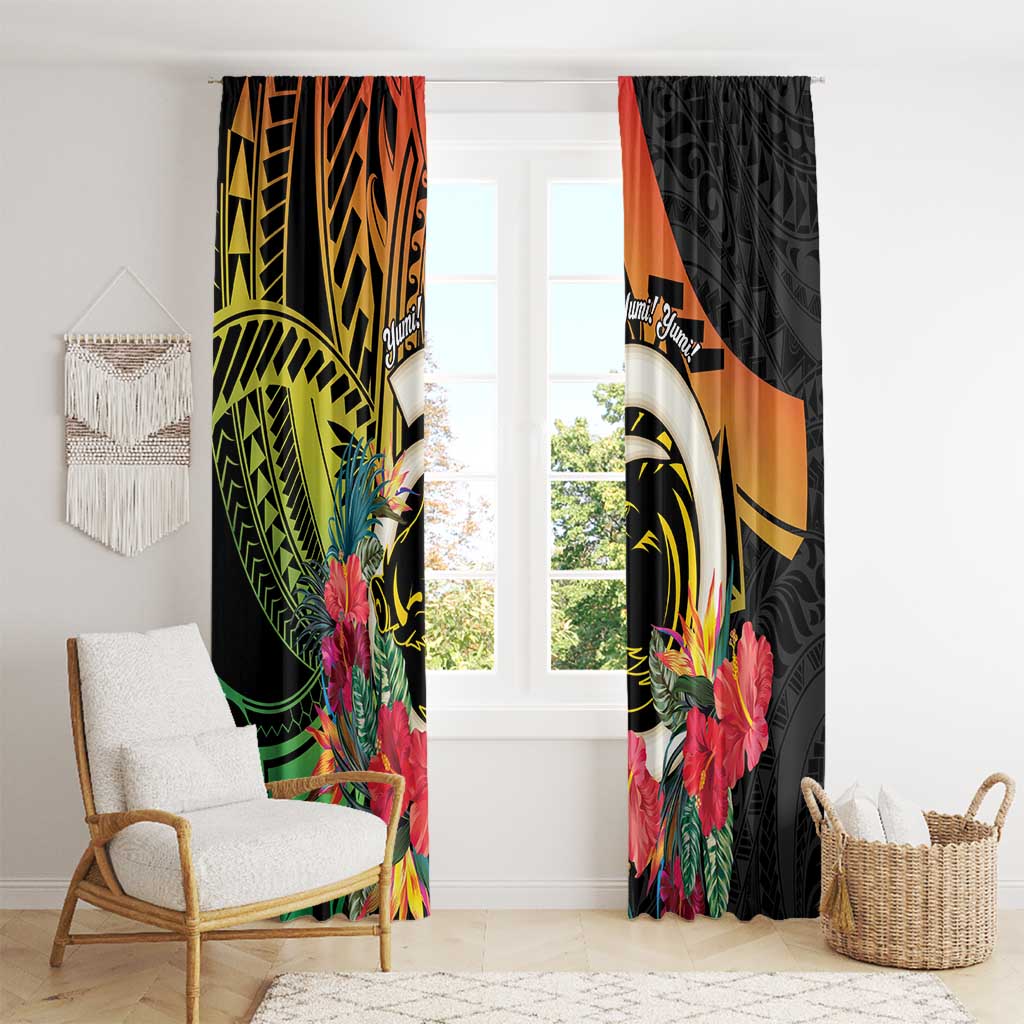Vanuatu Boar Tusk Yumi Yumi Yumi Window Curtain Independens Dei Long God Yumi Stanap LT14 - Polynesian Pride