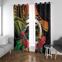 Vanuatu Boar Tusk Yumi Yumi Yumi Window Curtain Independens Dei Long God Yumi Stanap LT14 With Grommets Black - Polynesian Pride
