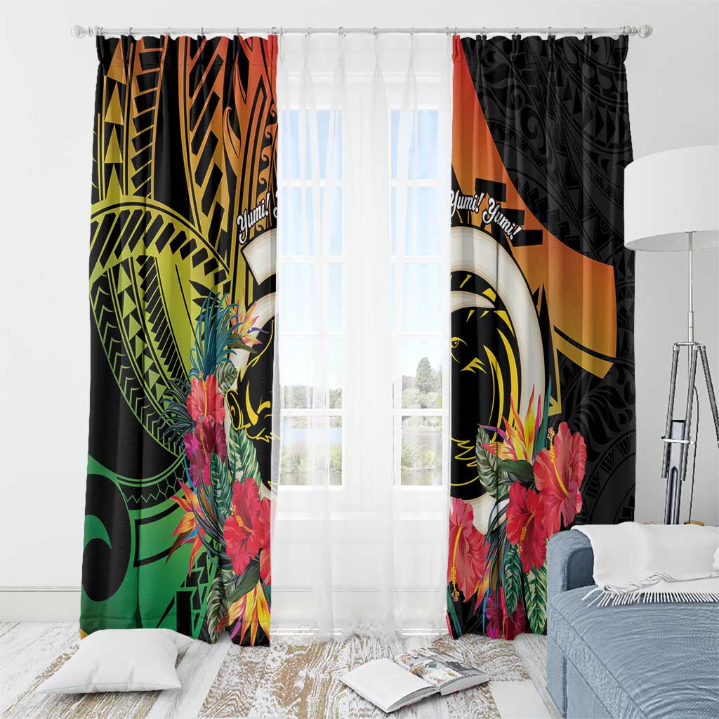 Vanuatu Boar Tusk Yumi Yumi Yumi Window Curtain Independens Dei Long God Yumi Stanap LT14 - Polynesian Pride
