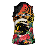 Vanuatu Boar Tusk Yumi Yumi Yumi Women Sleeveless Polo Shirt Independens Dei Long God Yumi Stanap LT14 - Polynesian Pride