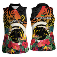 Vanuatu Boar Tusk Yumi Yumi Yumi Women Sleeveless Polo Shirt Independens Dei Long God Yumi Stanap LT14 - Polynesian Pride