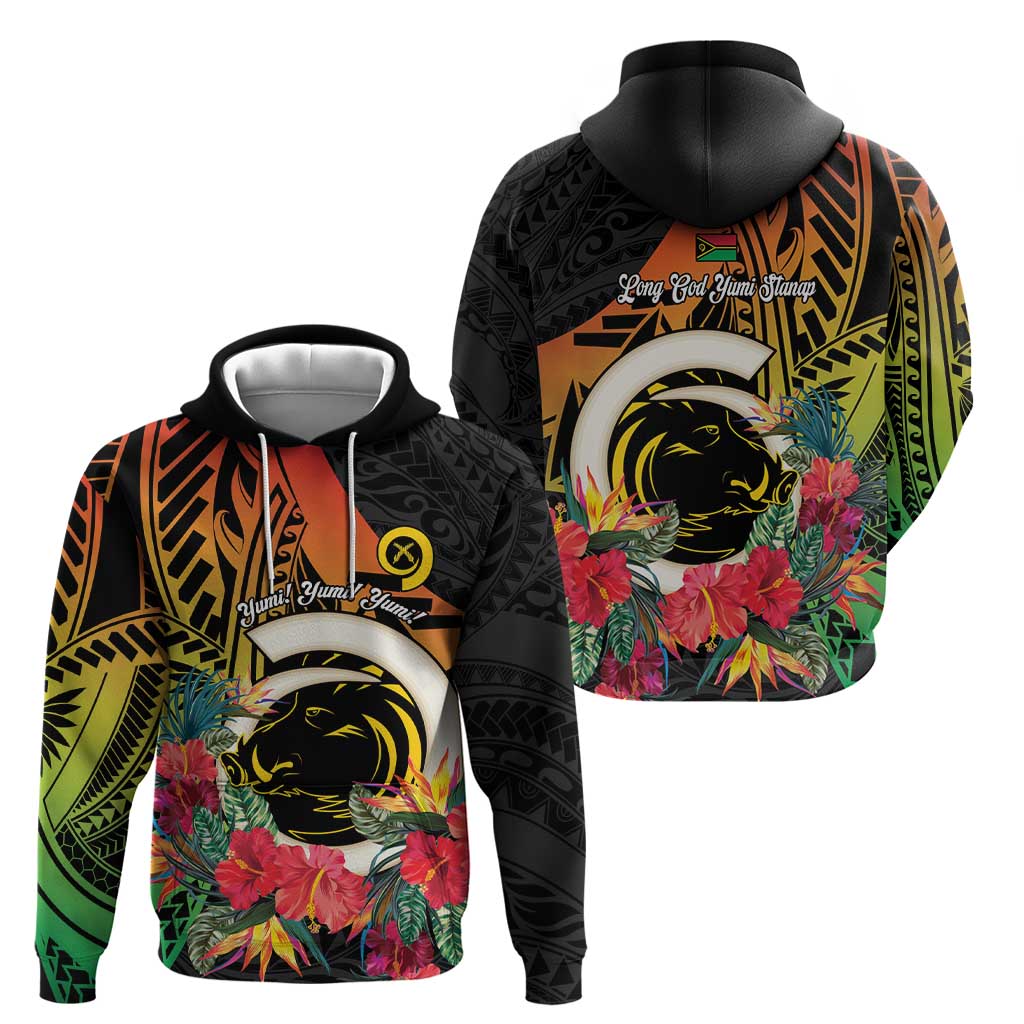 Vanuatu Boar Tusk Yumi Yumi Yumi Zip Hoodie Independens Dei Long God Yumi Stanap LT14 - Polynesian Pride