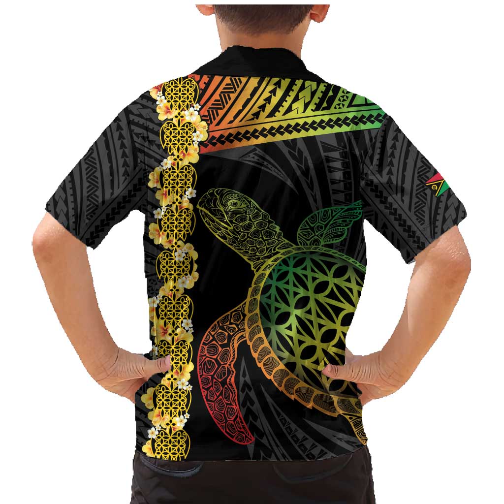 Vanuatu Sand Drawing Turtle Family Matching Mermaid Dress and Hawaiian Shirt Happy Independence Day LT14 - Polynesian Pride