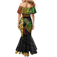 Vanuatu Sand Drawing Turtle Family Matching Mermaid Dress and Hawaiian Shirt Happy Independence Day LT14 - Polynesian Pride
