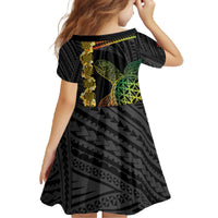 Vanuatu Sand Drawing Turtle Family Matching Off The Shoulder Long Sleeve Dress and Hawaiian Shirt Happy Independence Day LT14 - Polynesian Pride