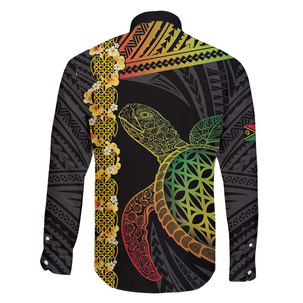 Vanuatu Sand Drawing Turtle Family Matching Off Shoulder Maxi Dress and Hawaiian Shirt Happy Independence Day LT14 - Polynesian Pride