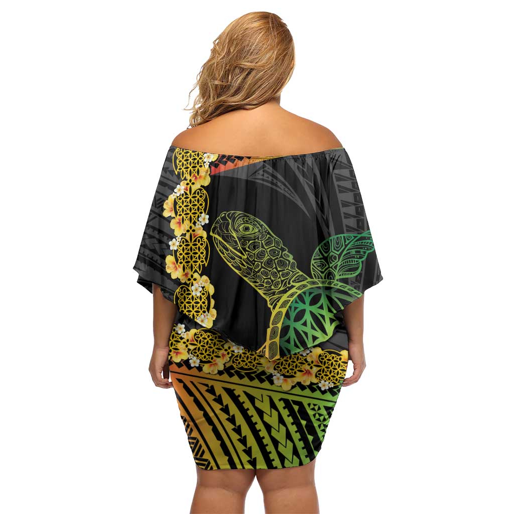 Vanuatu Sand Drawing Turtle Family Matching Off Shoulder Short Dress and Hawaiian Shirt Happy Independence Day LT14 - Polynesian Pride