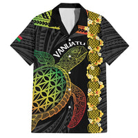 Vanuatu Sand Drawing Turtle Family Matching Puletasi and Hawaiian Shirt Happy Independence Day LT14 Dad's Shirt - Short Sleeve Black - Polynesian Pride