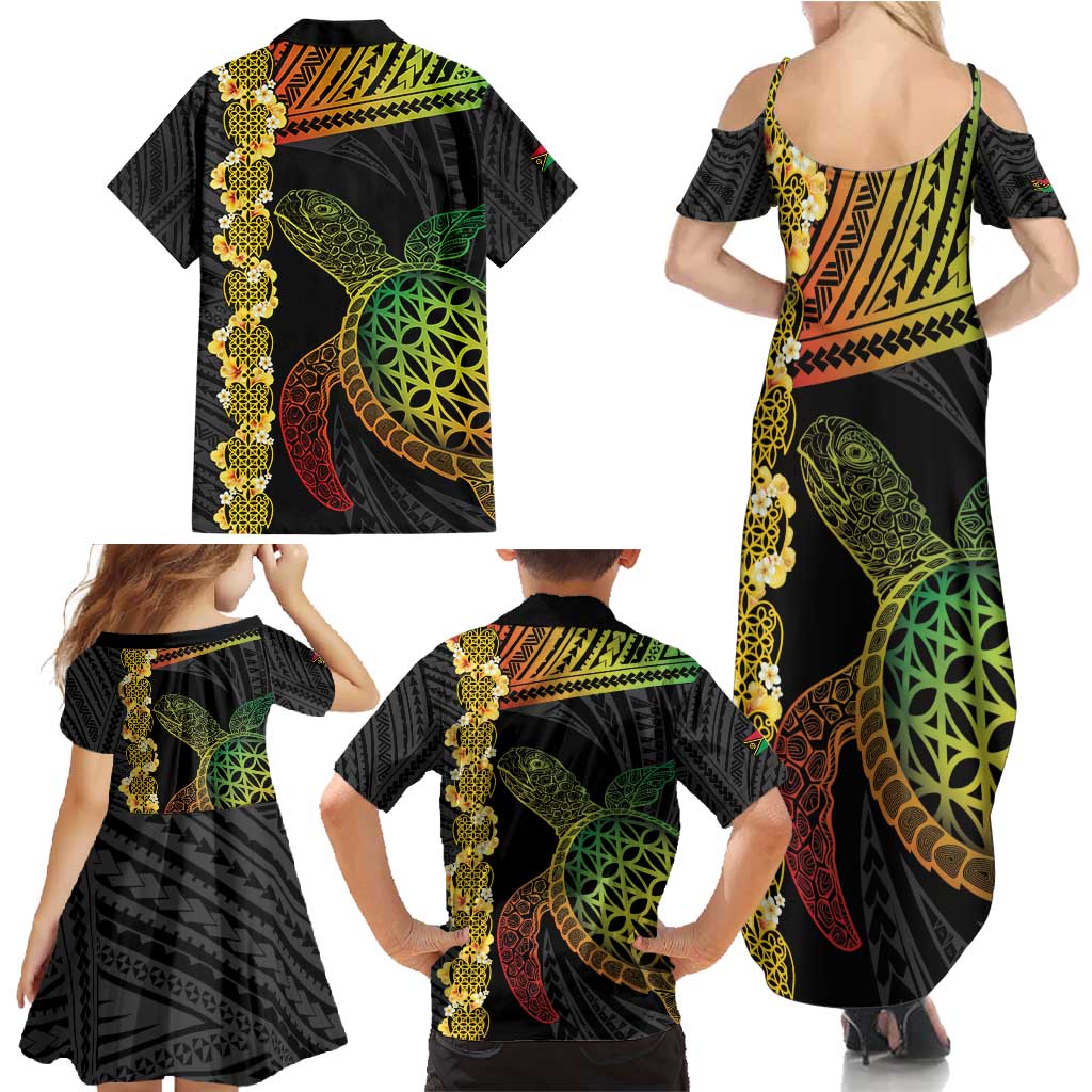 Vanuatu Sand Drawing Turtle Family Matching Summer Maxi Dress and Hawaiian Shirt Happy Independence Day LT14 - Polynesian Pride