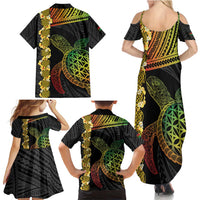 Vanuatu Sand Drawing Turtle Family Matching Summer Maxi Dress and Hawaiian Shirt Happy Independence Day LT14 - Polynesian Pride