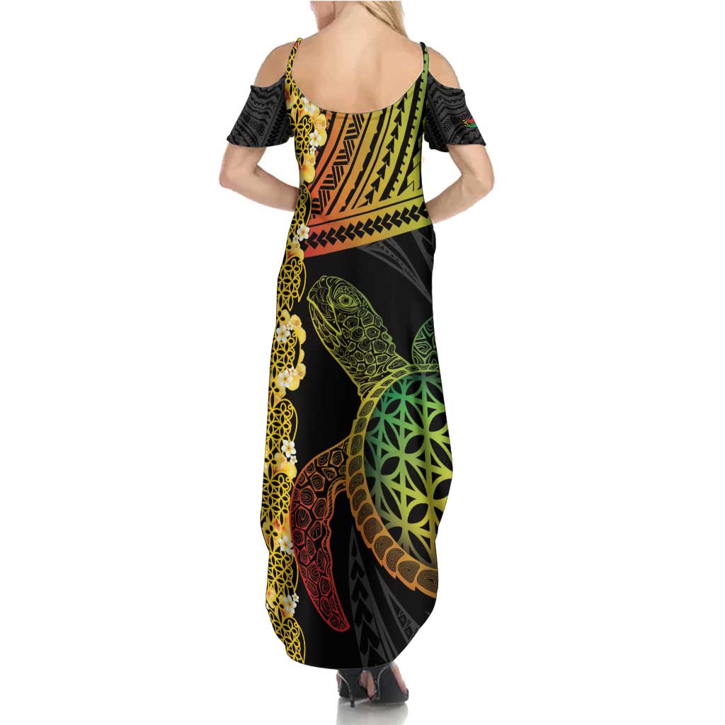 Vanuatu Sand Drawing Turtle Family Matching Summer Maxi Dress and Hawaiian Shirt Happy Independence Day LT14 - Polynesian Pride