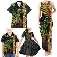 Vanuatu Sand Drawing Turtle Family Matching Tank Maxi Dress and Hawaiian Shirt Happy Independence Day LT14 - Polynesian Pride