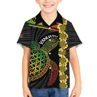 Vanuatu Sand Drawing Turtle Kid Hawaiian Shirt Happy Independence Day LT14 Kid Black - Polynesian Pride