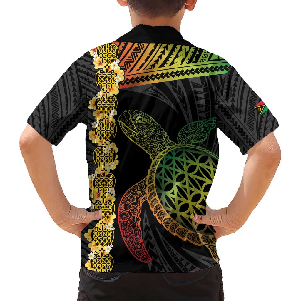Vanuatu Sand Drawing Turtle Kid Hawaiian Shirt Happy Independence Day LT14 - Polynesian Pride