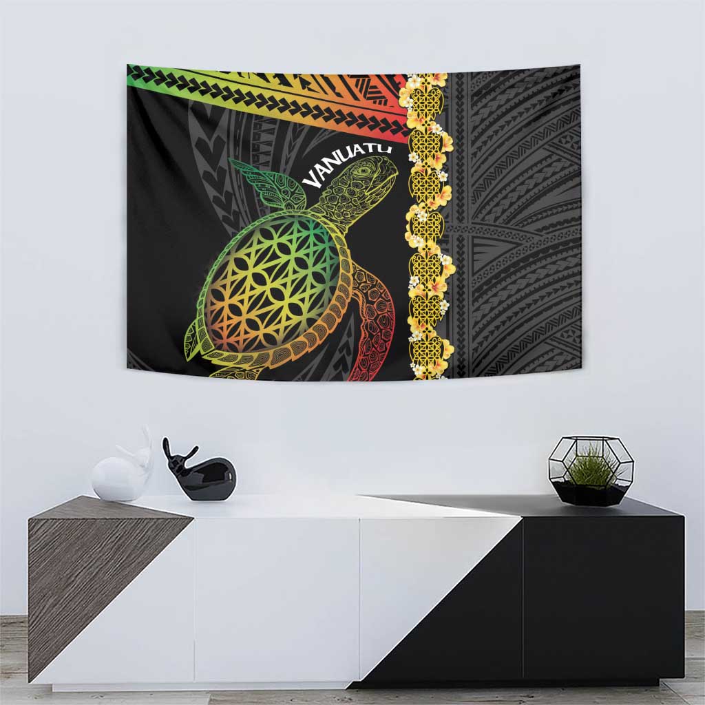 Vanuatu Sand Drawing Turtle Tapestry Happy Independence Day