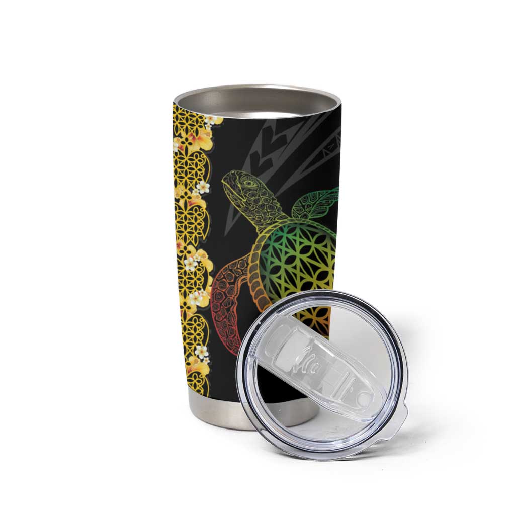 Vanuatu Sand Drawing Turtle Tumbler Cup Happy Independence Day