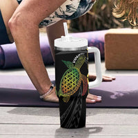Vanuatu Sand Drawing Turtle Tumbler With Handle Happy Independence Day