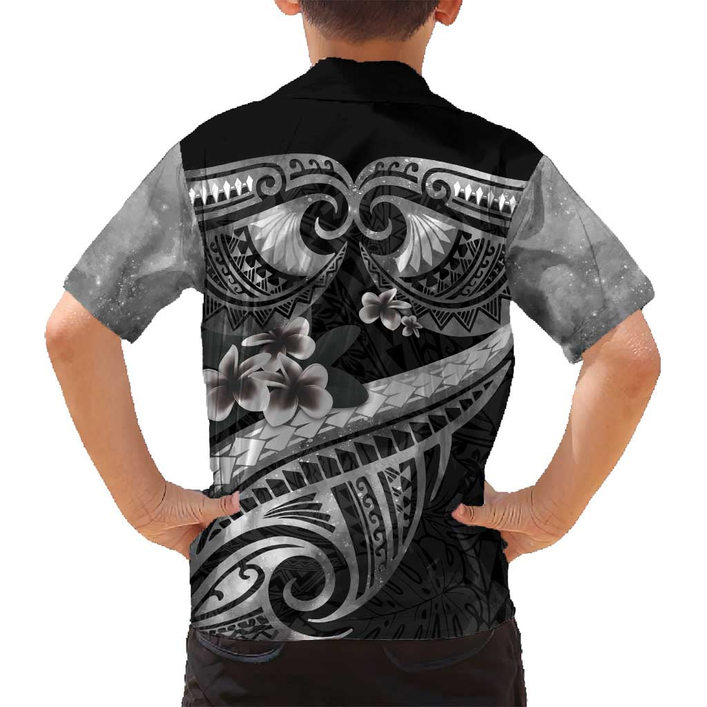 Black Polynesia Family Matching Long Sleeve Bodycon Dress and Hawaiian Shirt Tribal Pattern Tropical Frangipani LT14 - Polynesian Pride