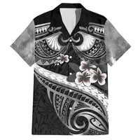 Black Polynesia Family Matching Long Sleeve Bodycon Dress and Hawaiian Shirt Tribal Pattern Tropical Frangipani LT14 Dad's Shirt - Short Sleeve Black - Polynesian Pride