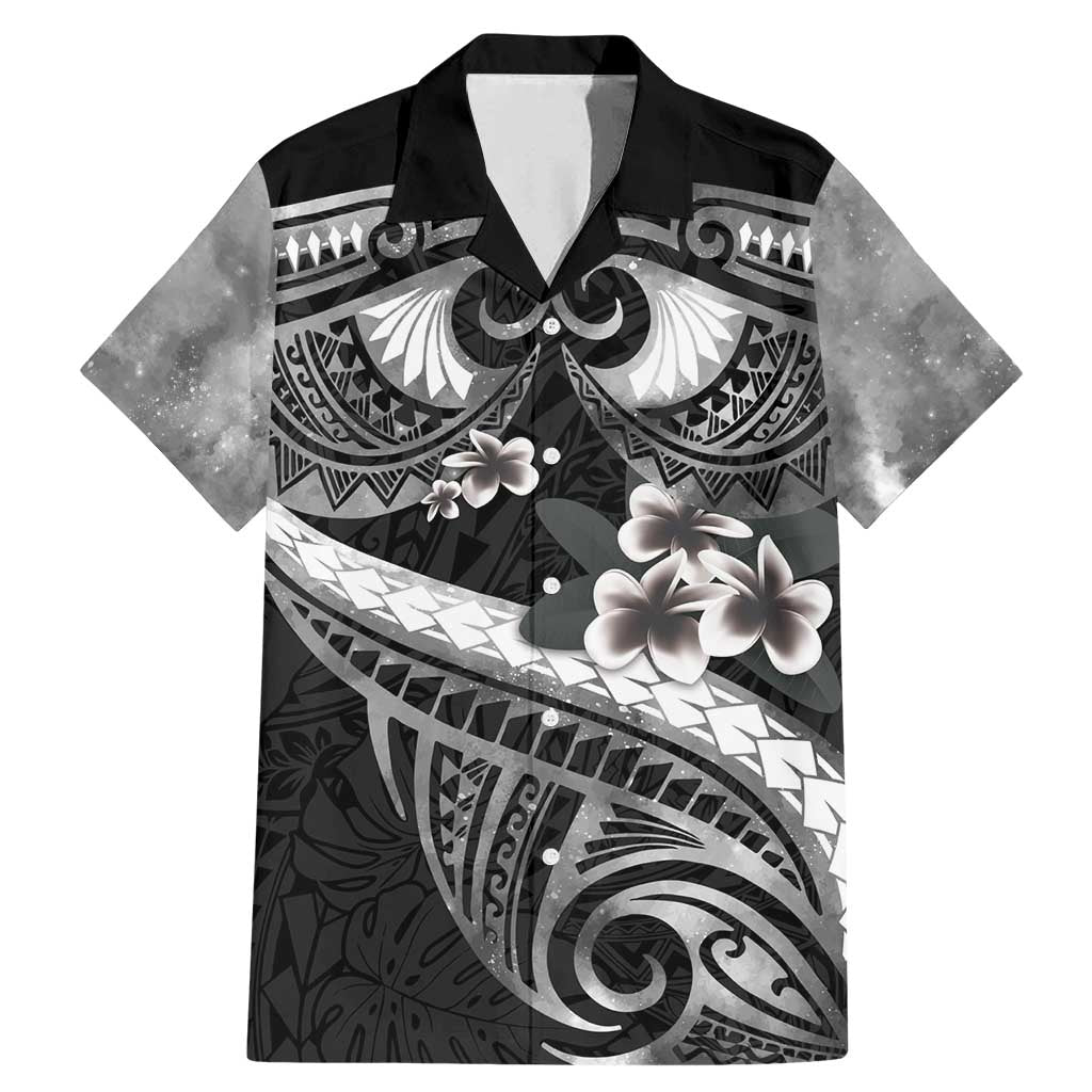 Black Polynesia Family Matching Mermaid Dress and Hawaiian Shirt Tribal Pattern Tropical Frangipani LT14 Dad's Shirt - Short Sleeve Black - Polynesian Pride