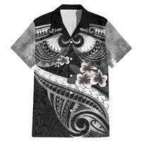 Black Polynesia Family Matching Mermaid Dress and Hawaiian Shirt Tribal Pattern Tropical Frangipani LT14 Dad's Shirt - Short Sleeve Black - Polynesian Pride
