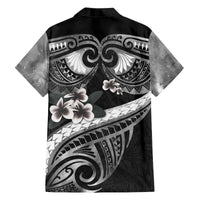 Black Polynesia Family Matching Off The Shoulder Long Sleeve Dress and Hawaiian Shirt Tribal Pattern Tropical Frangipani LT14 - Polynesian Pride