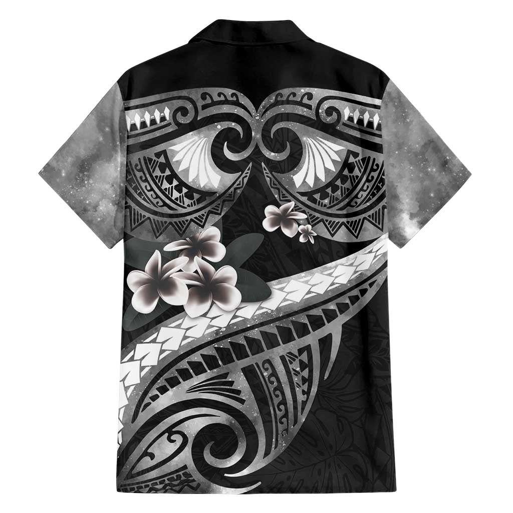Black Polynesia Family Matching Short Sleeve Bodycon Dress and Hawaiian Shirt Tribal Pattern Tropical Frangipani LT14 - Polynesian Pride