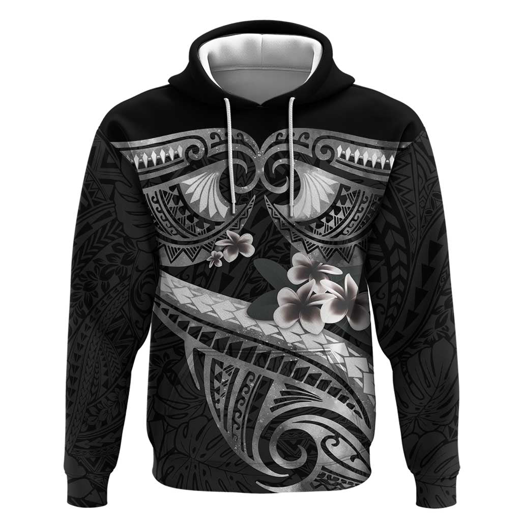 Black Polynesia Hoodie Tribal Pattern Tropical Frangipani LT14 Pullover Hoodie Black - Polynesian Pride