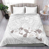 White Polynesia Bedding Set Tribal Pattern Tropical Frangipani