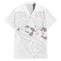White Polynesia Family Matching Long Sleeve Bodycon Dress and Hawaiian Shirt Tribal Pattern Tropical Frangipani LT14 Dad's Shirt - Short Sleeve White - Polynesian Pride