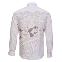 White Polynesia Family Matching Long Sleeve Bodycon Dress and Hawaiian Shirt Tribal Pattern Tropical Frangipani LT14 - Polynesian Pride