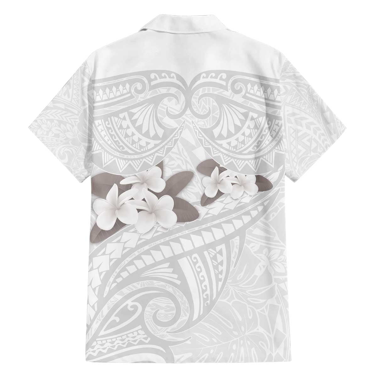White Polynesia Family Matching Off The Shoulder Long Sleeve Dress and Hawaiian Shirt Tribal Pattern Tropical Frangipani LT14 - Polynesian Pride