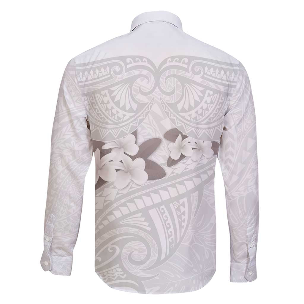 White Polynesia Family Matching Short Sleeve Bodycon Dress and Hawaiian Shirt Tribal Pattern Tropical Frangipani LT14 - Polynesian Pride