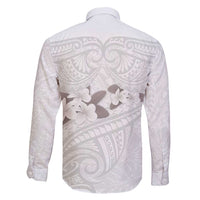 White Polynesia Family Matching Short Sleeve Bodycon Dress and Hawaiian Shirt Tribal Pattern Tropical Frangipani LT14 - Polynesian Pride
