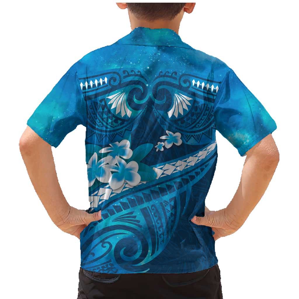 Blue Polynesia Family Matching Mermaid Dress and Hawaiian Shirt Tribal Pattern Tropical Frangipani LT14 - Polynesian Pride