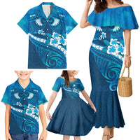 Blue Polynesia Family Matching Mermaid Dress and Hawaiian Shirt Tribal Pattern Tropical Frangipani LT14 - Polynesian Pride