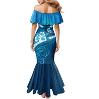 Blue Polynesia Family Matching Mermaid Dress and Hawaiian Shirt Tribal Pattern Tropical Frangipani LT14 - Polynesian Pride