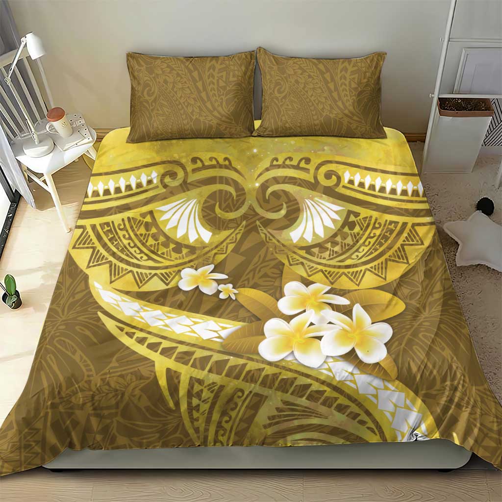 Gold Polynesia Bedding Set Tribal Pattern Tropical Frangipani