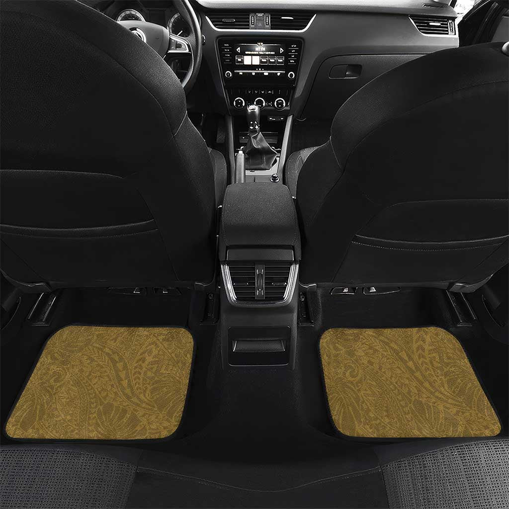 Gold Polynesia Car Mats Tribal Pattern Tropical Frangipani
