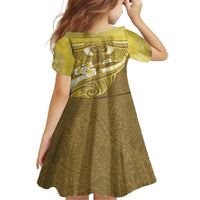 Gold Polynesia Family Matching Long Sleeve Bodycon Dress and Hawaiian Shirt Tribal Pattern Tropical Frangipani LT14 - Polynesian Pride